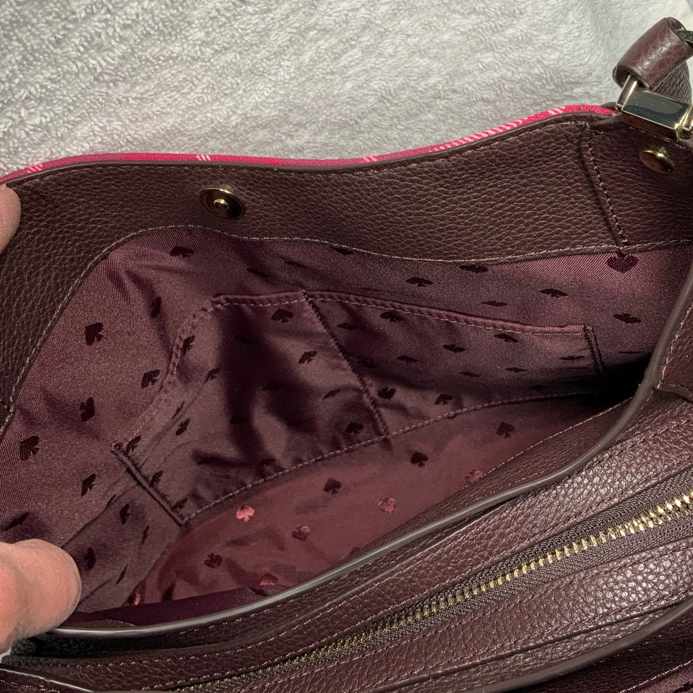 NWOT ♠️ Kate Spade Plaid Leila Medium Triple Compartment Shoulder Bag - Picture 6 of 14
